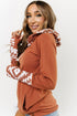 Aztec Print Patchwork Thumb Hole Hoodie